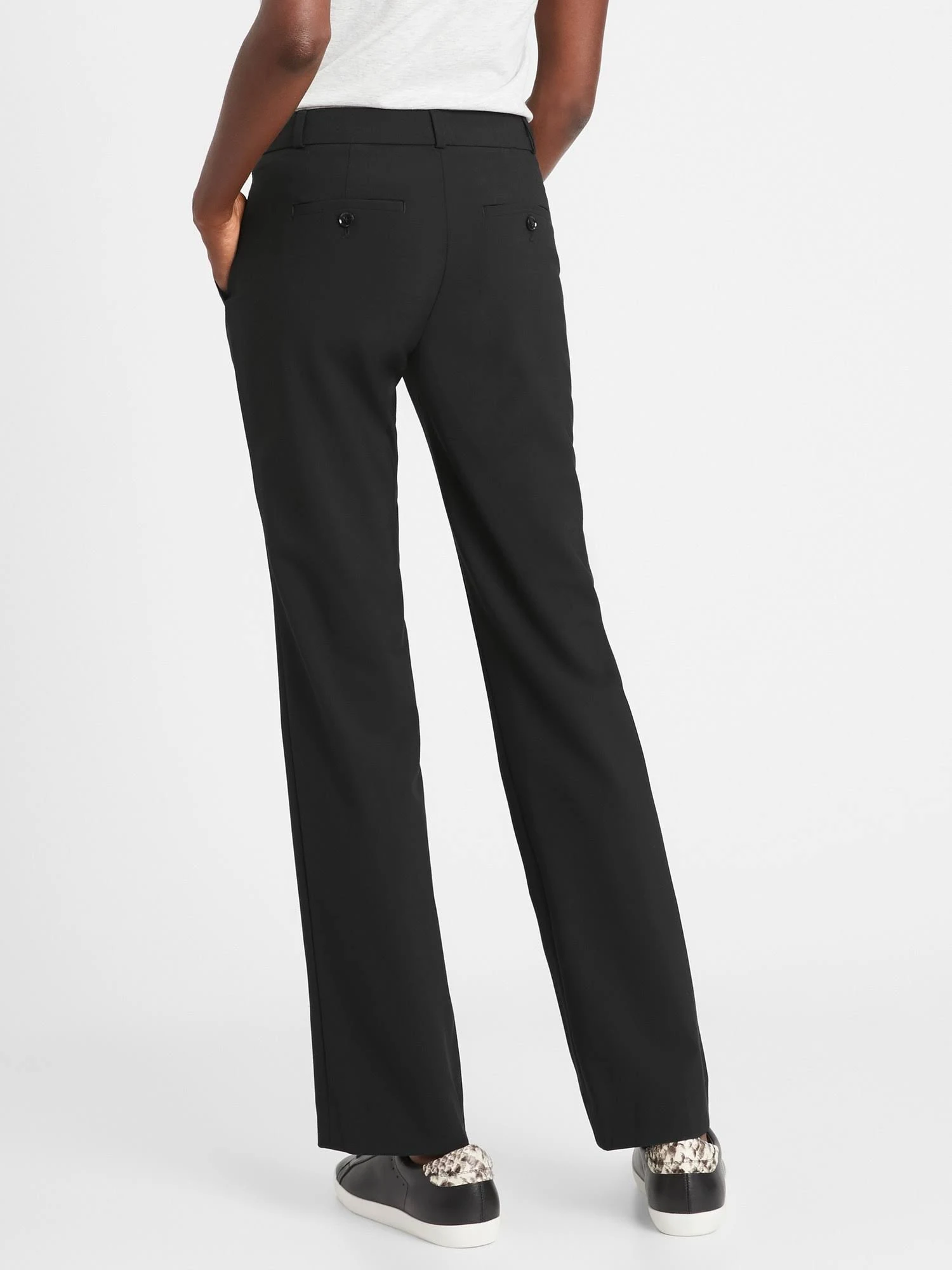 Banana Republic Women's Logan Trouser-Fit Washable Wool-Blend Pant Black Size 2 Short