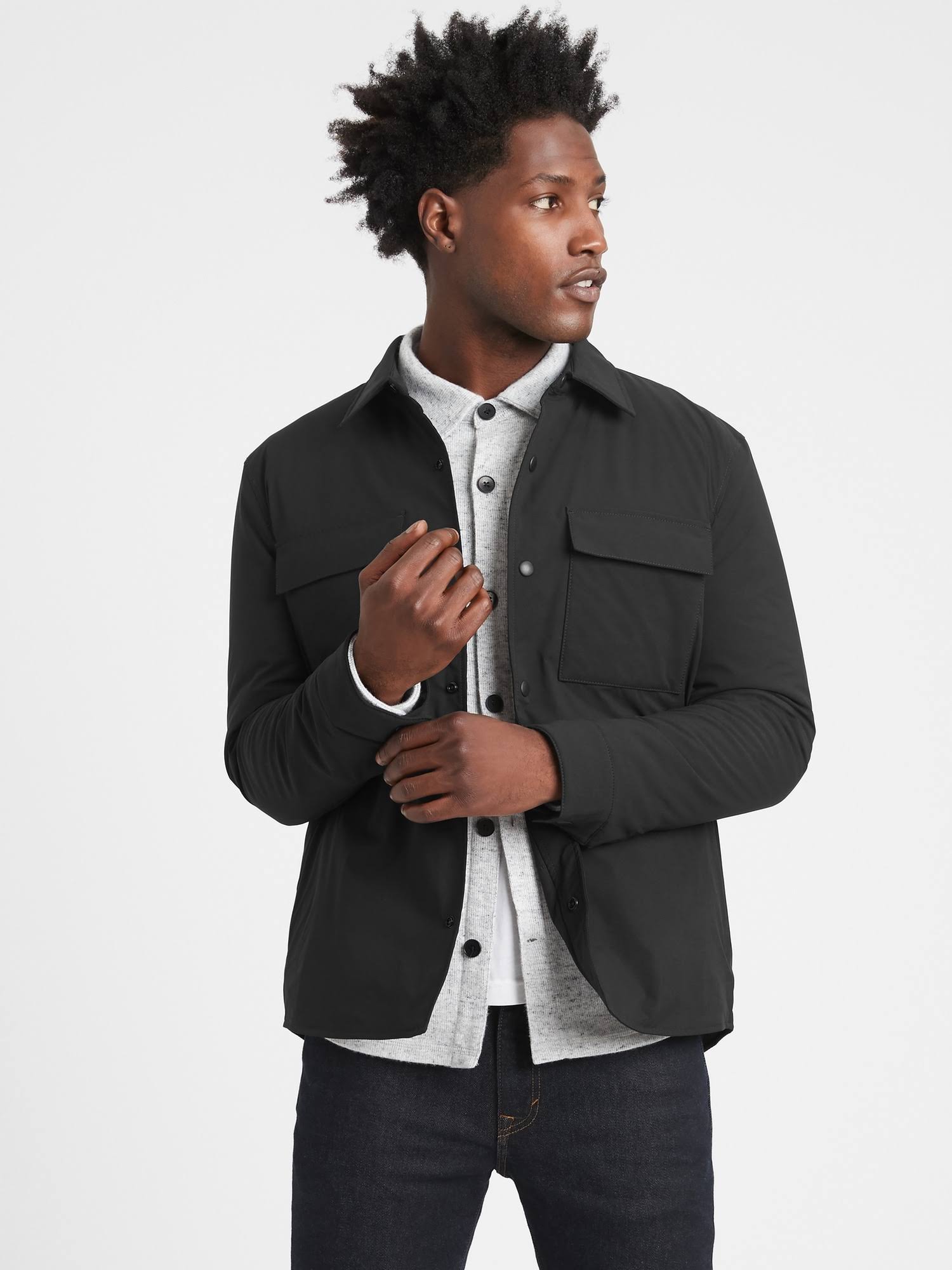 Banana Republic Men's Motion Tech Shirt Jacket Black Size S