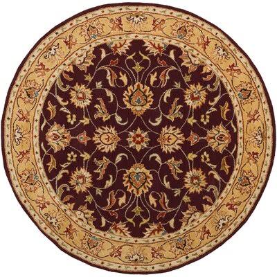Arden Oriental Handmade Tufted Wool Burgundy Area Rug Birch Lane Rug Size: Round 6&