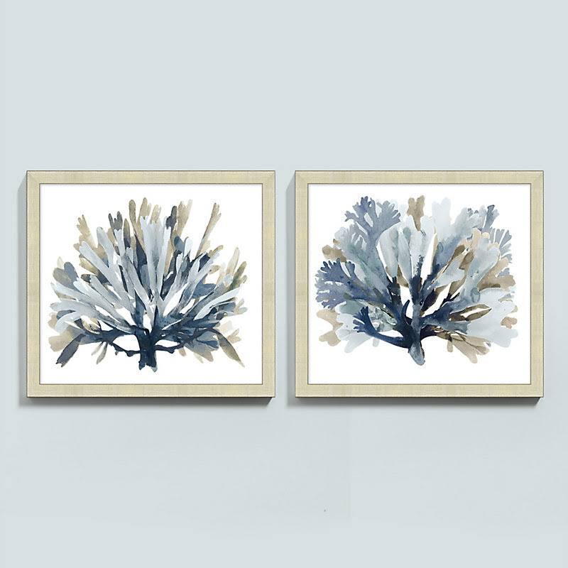 Seaside Coral Framed Print - Silver 28x22 x 30x22 - Ballard Designs