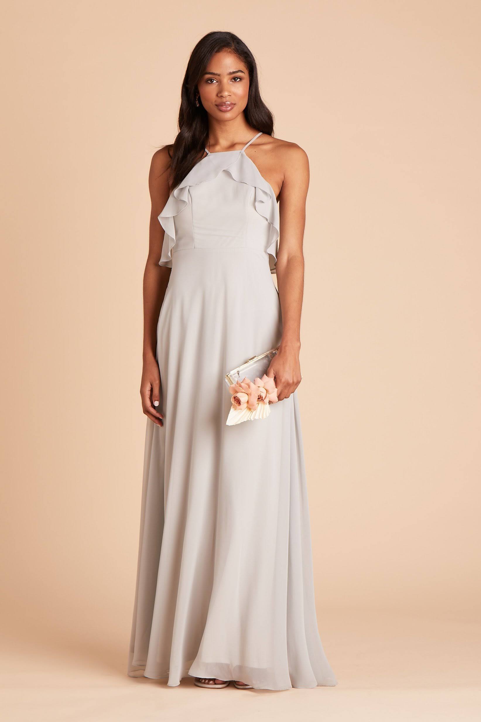 Birdy Grey Jules Chiffon Bridesmaid Dress in Dove Gray Xs / Dove Gray