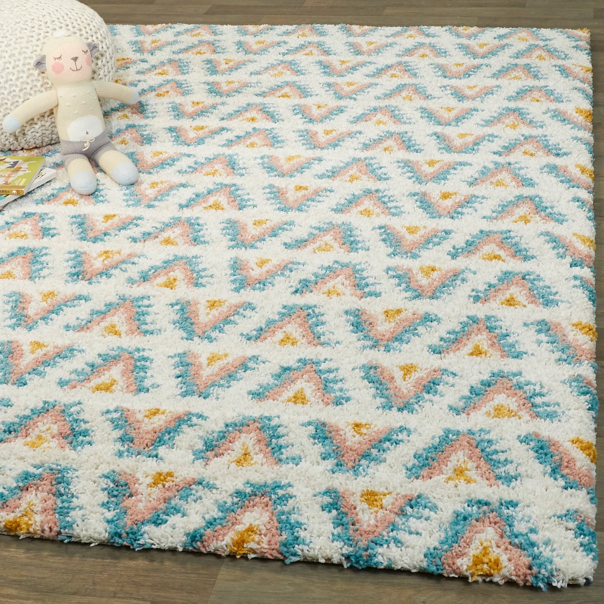 Hadley Geometric Moroccan Shag Berber Area Rug - 2&7x22 x 7& Runner - Blue