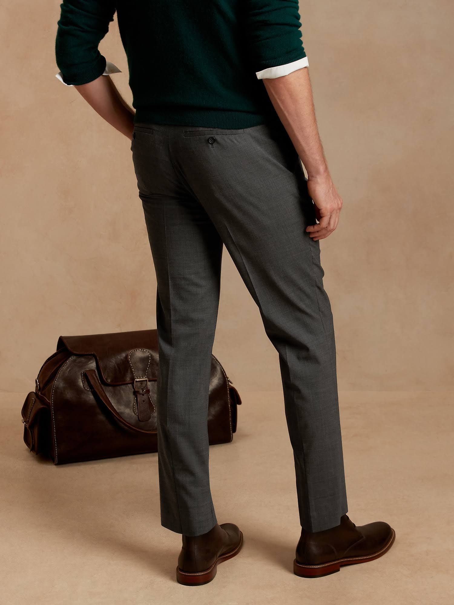 Banana Republic Men's Slim Performance Stretch Wool Dress Pant Charcoal Size 33W 32L