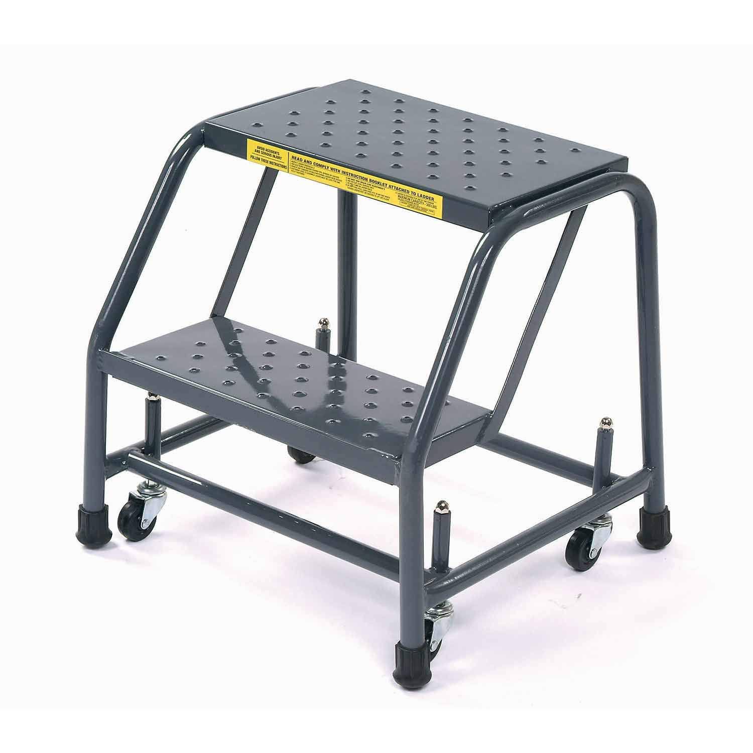 Ballymore 218P Perforated 16x22W 2 Step Steel Rolling Ladder 10x22D Top Step