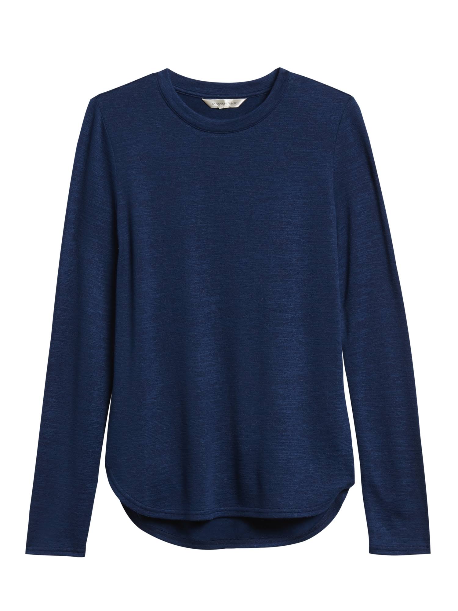 Banana Republic Women's Luxespun Long-Sleeve T-Shirt Deep Blue Size Xs