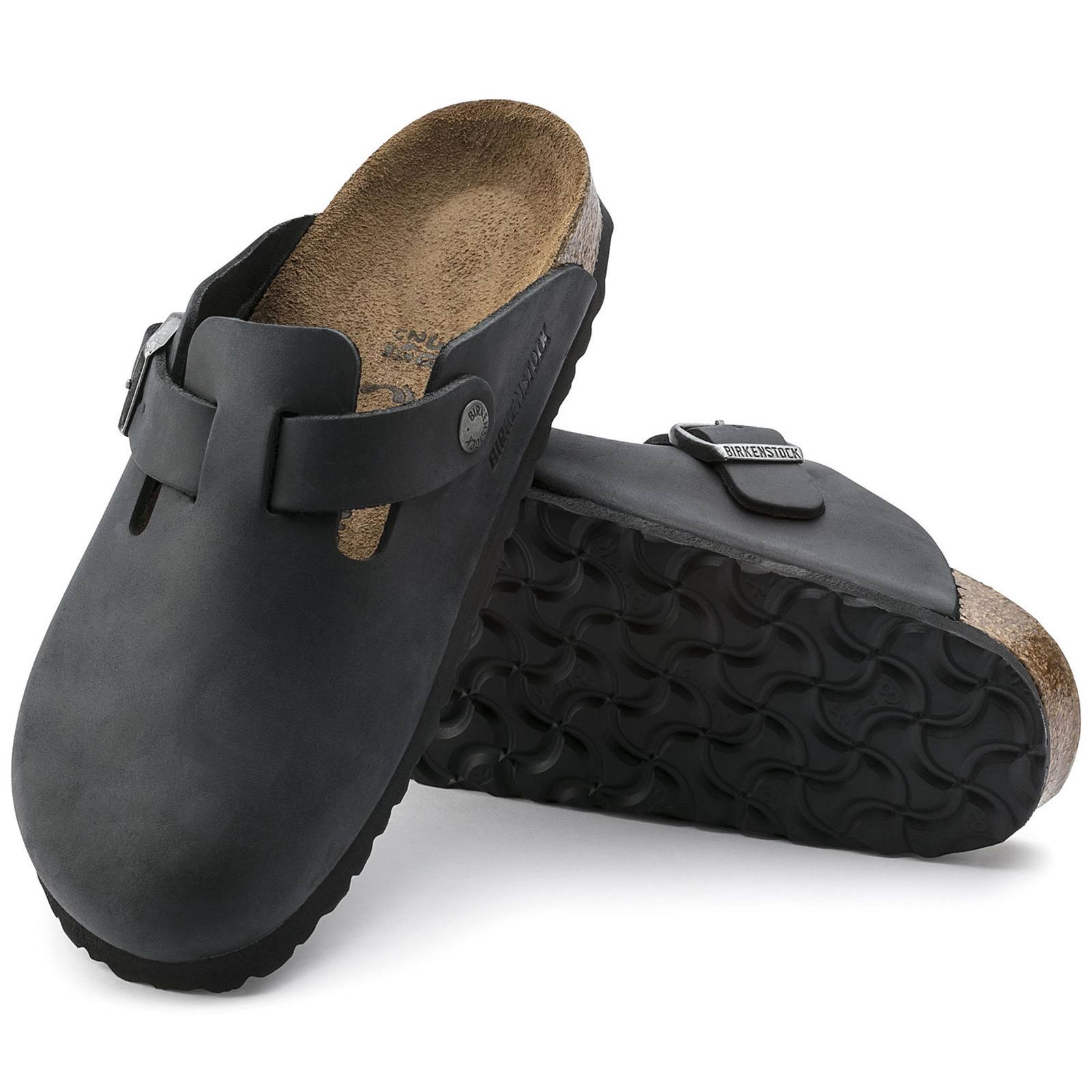 Birkenstock Boston Oiled Leather Black Clogs