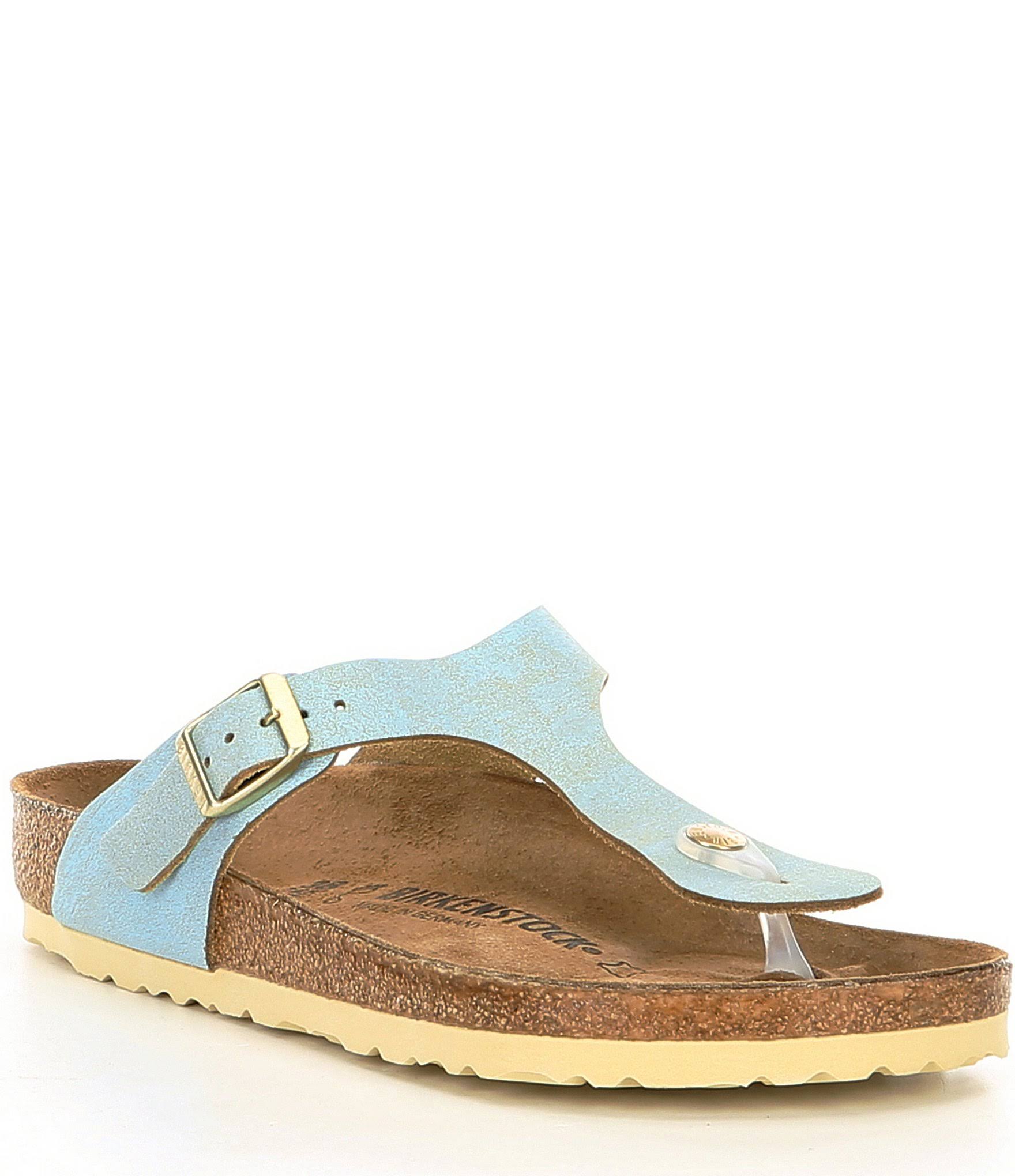 Birkenstock Gizeh Sandals Washed Metallic Aqua 37