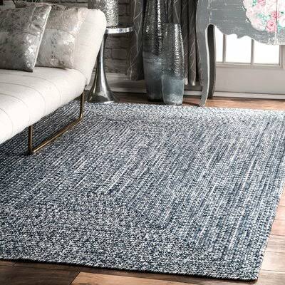 Handmade Braided Blue/White Area Rug Rug Size: Rectangle 3& x 5&