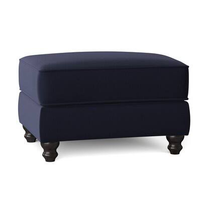 Birch Lane Huxley 31x22 Rectangle Standard Ottoman Body Fabric: Sunbrella Canvas Navy, Leg Color: White