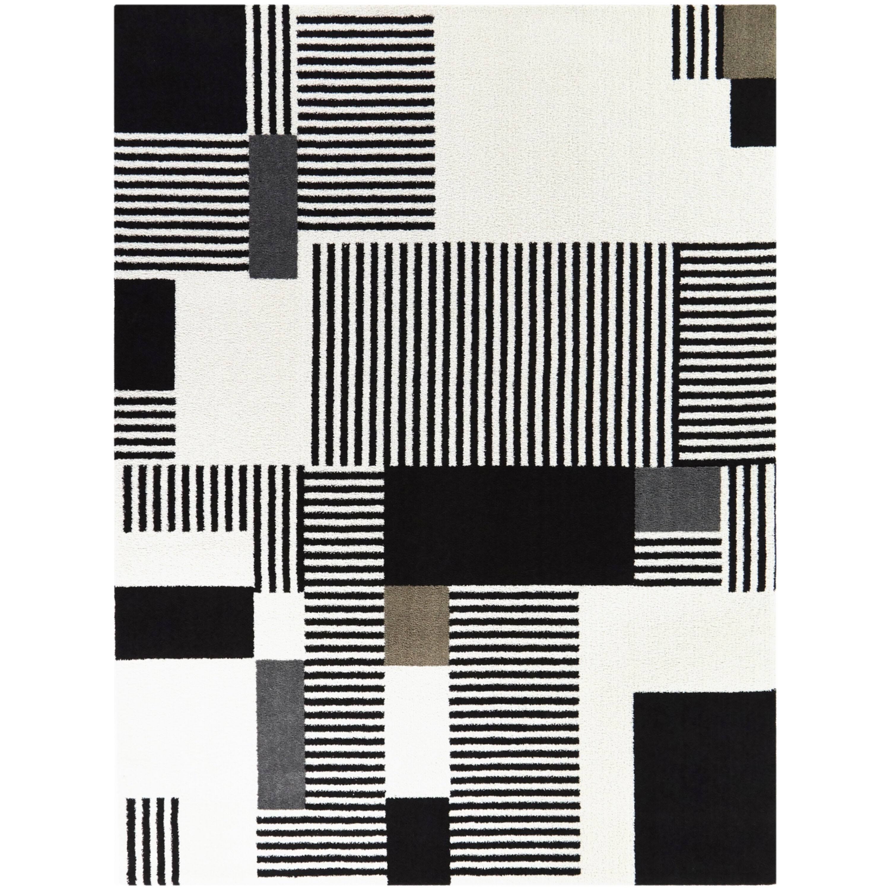 Viktor Contemporary Geometric Area Rug - 5&3x22 x 7& - Black