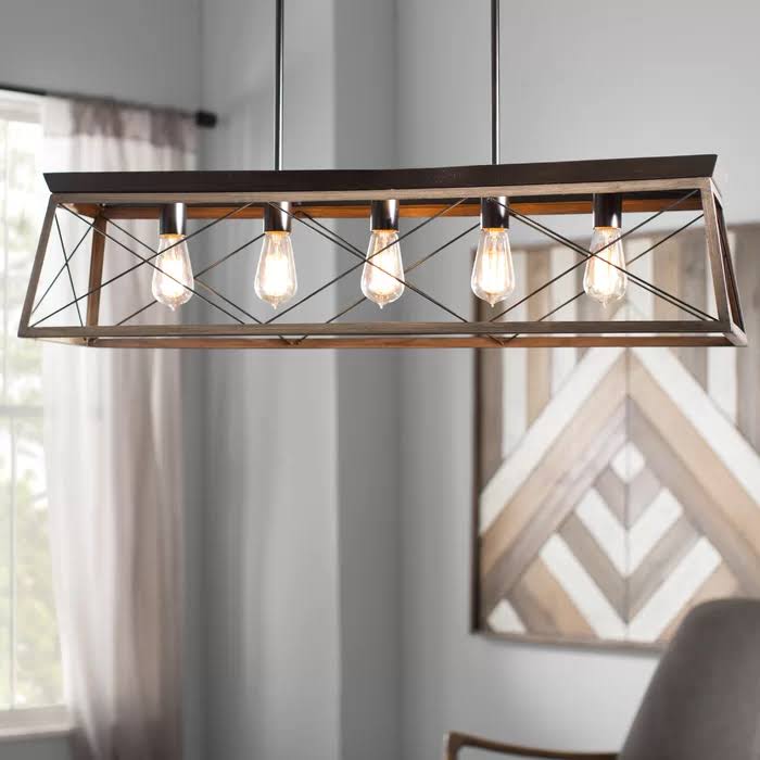 Delon 5 - Light Kitchen Island Linear Pendant - Graphite/Whitewash
