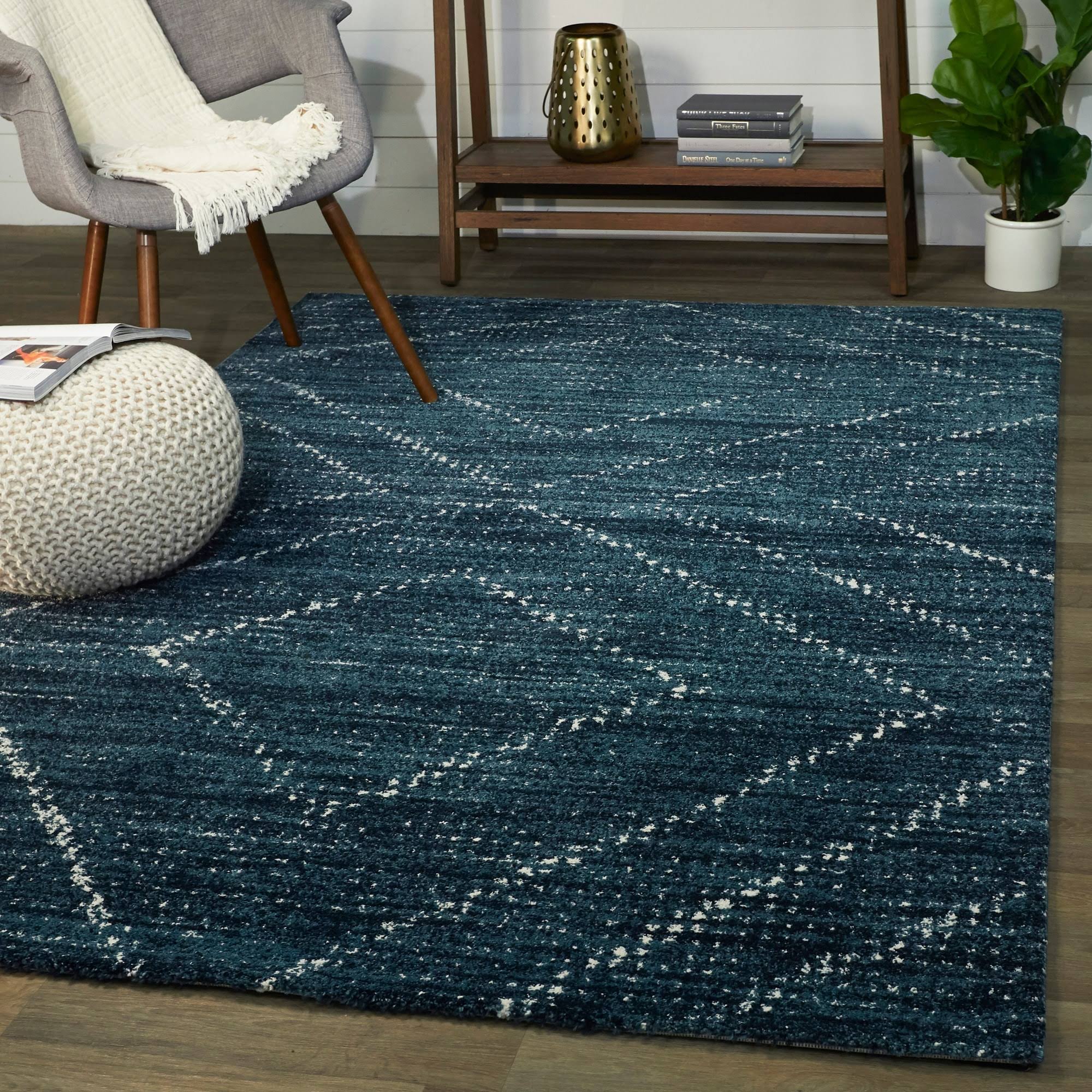Sienna Moroccan Inspired Area Rug - 2&2x22 x 7& Runner - Dark Blue