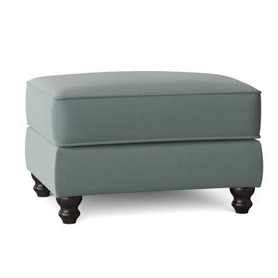 Birch Lane Woburn 31x22 Rectangle Standard Ottoman Body Fabric: Sunbrella Canvas Spa, Leg Color: White