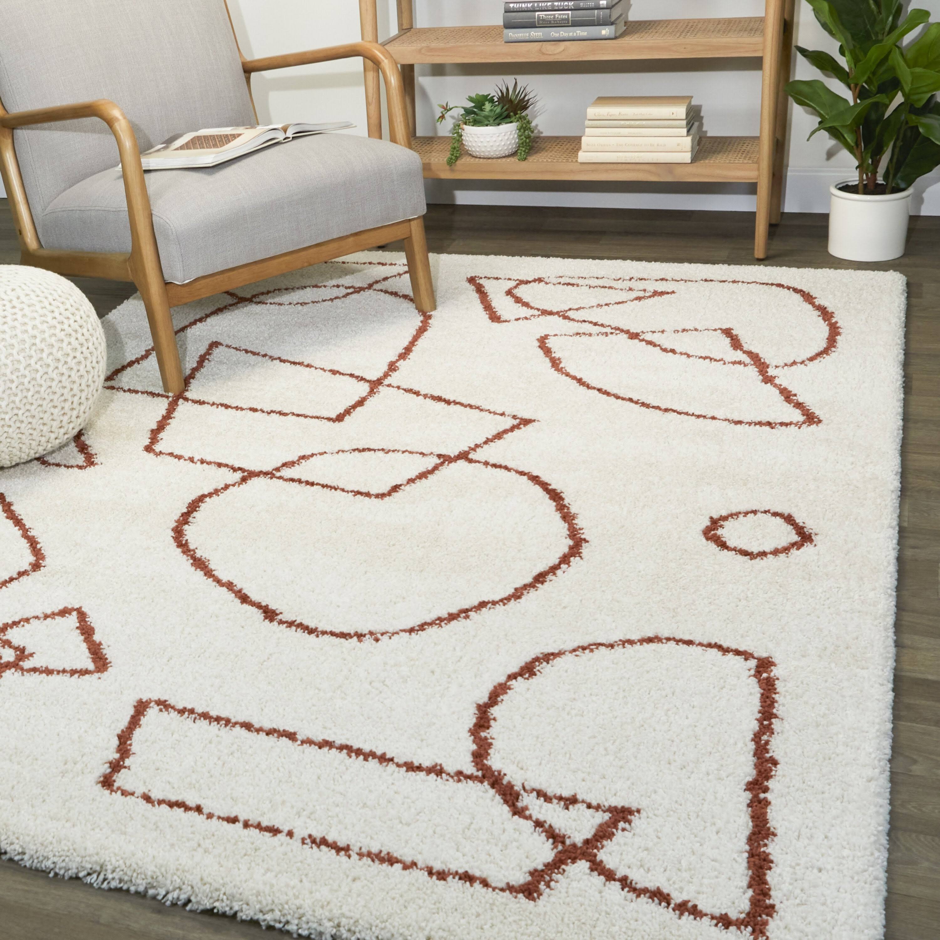 Pavel Geometric Shag Area Rug - 7&10x22 x 10& - Rust