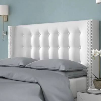 Lollis Wood Frame Upholstered Wingback Headboard Size: Queen, Upholstery: Mystere Mondo