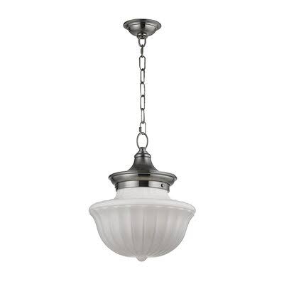 Emmett 1-Light Single Schoolhouse Pendant Darby Home Co Finish: Satin Nickel, Size: 65.25x22 H x 9x22 W