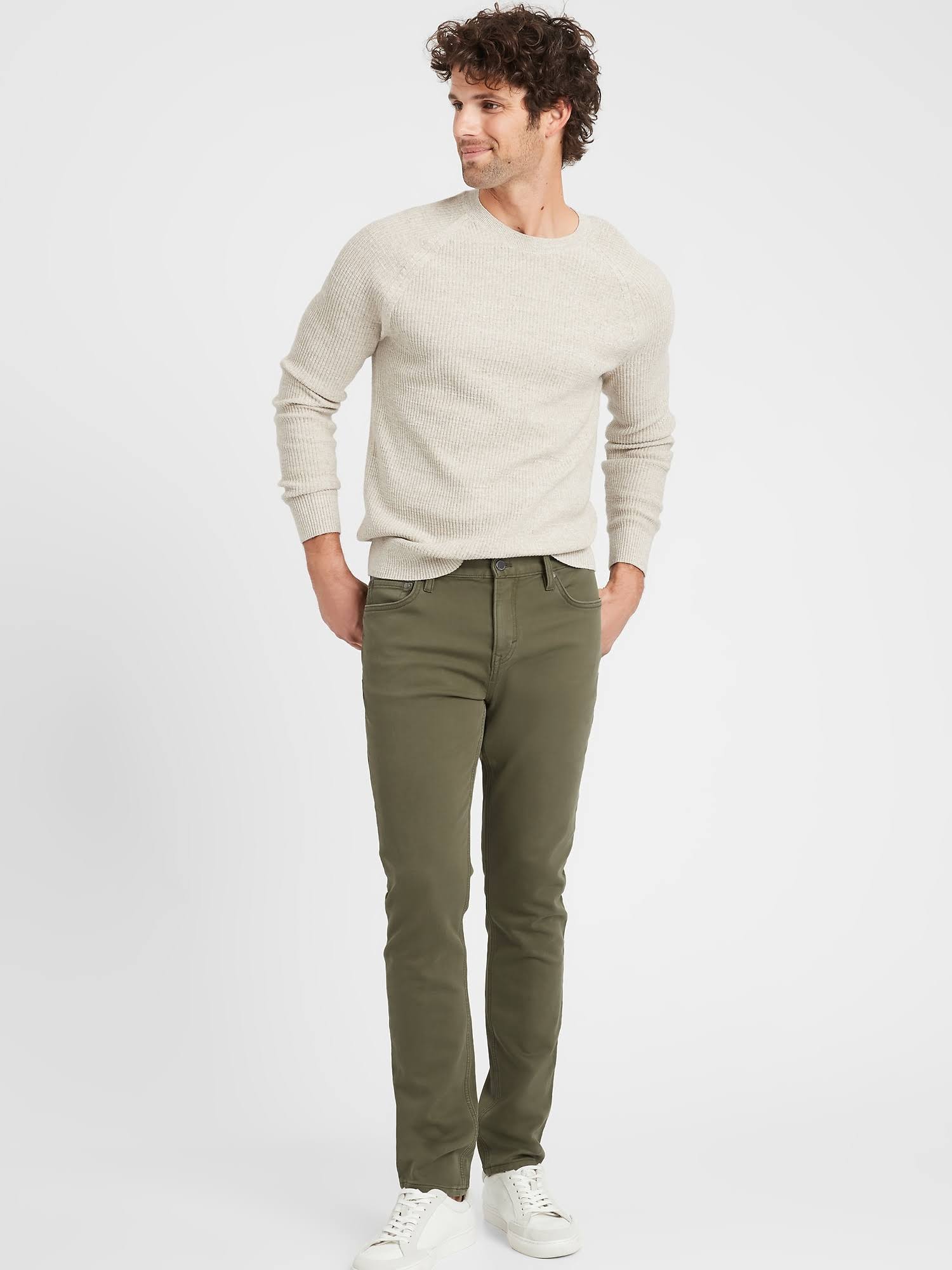 Banana Republic Men's Skinny Traveler Pant Olive You Green Size 30W 32L