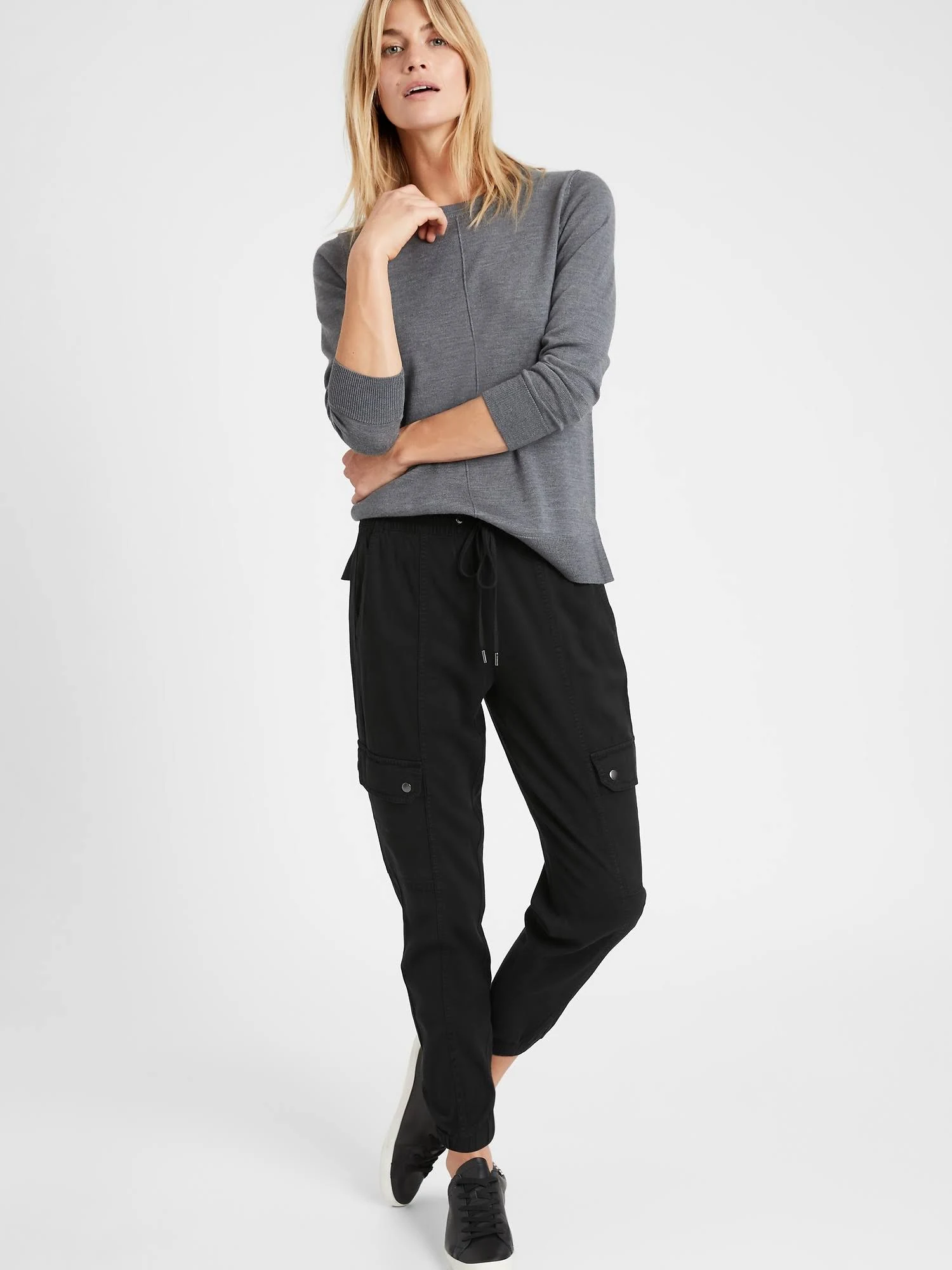Banana Republic Women's Stretch Cargo Jogger Black Size XL