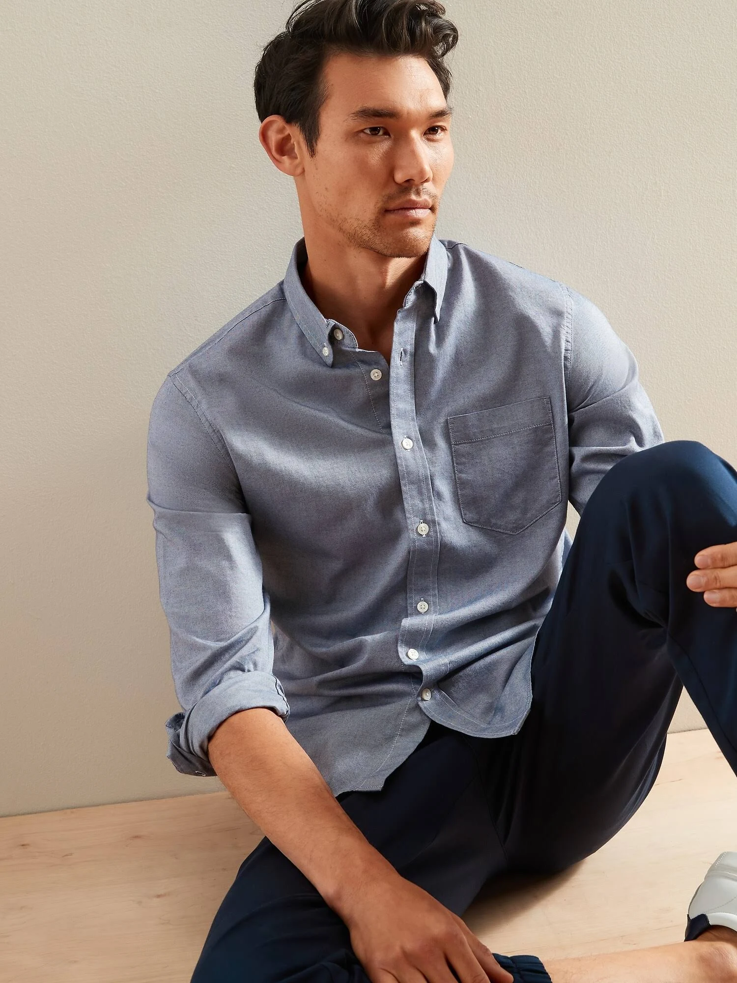 Men's Slim-Fit Untucked Oxford Shirt True Navy