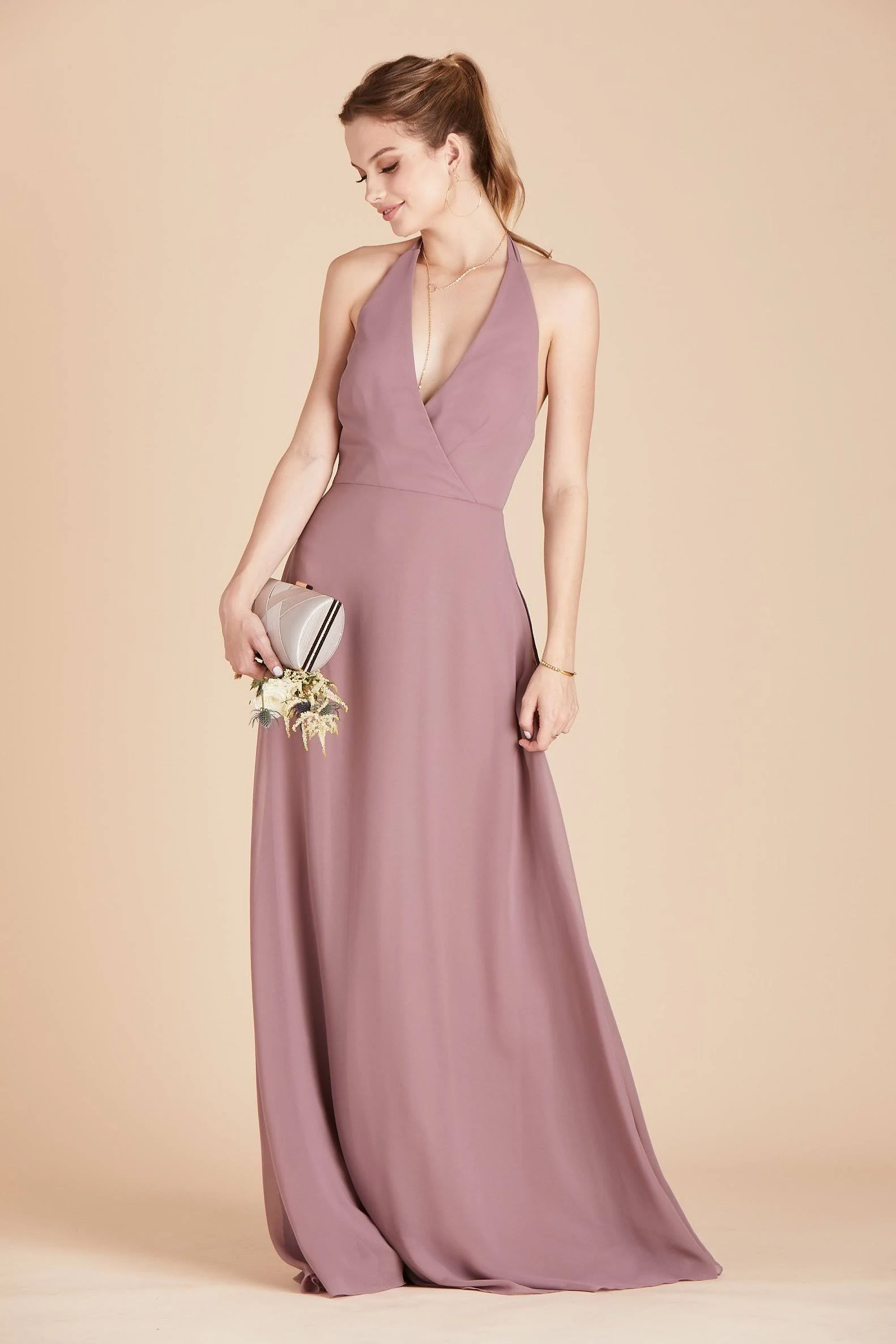 Birdy Grey Moni Convertible Chiffon Bridesmaid Dress in Dark Mauve Xs / Dark Mauve