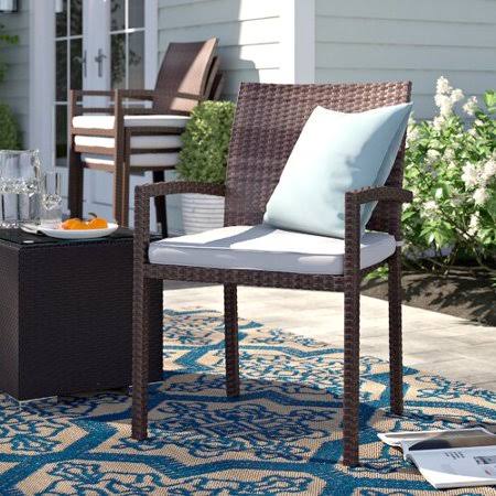 Brighton Stacking Patio Dining Chair with Cushion Color: Brown