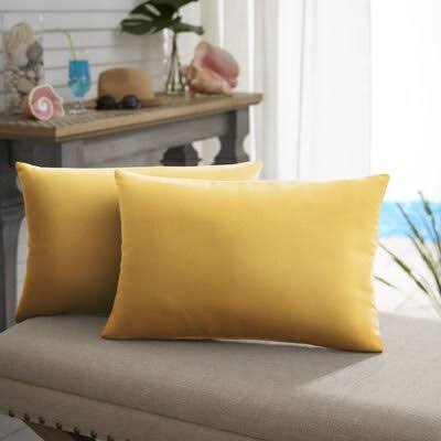 Frierson Outdoor Rectangular Pillow Cover & Insert Birch Lane Color: Butter Yellow, Size: 12x22 x 18x22