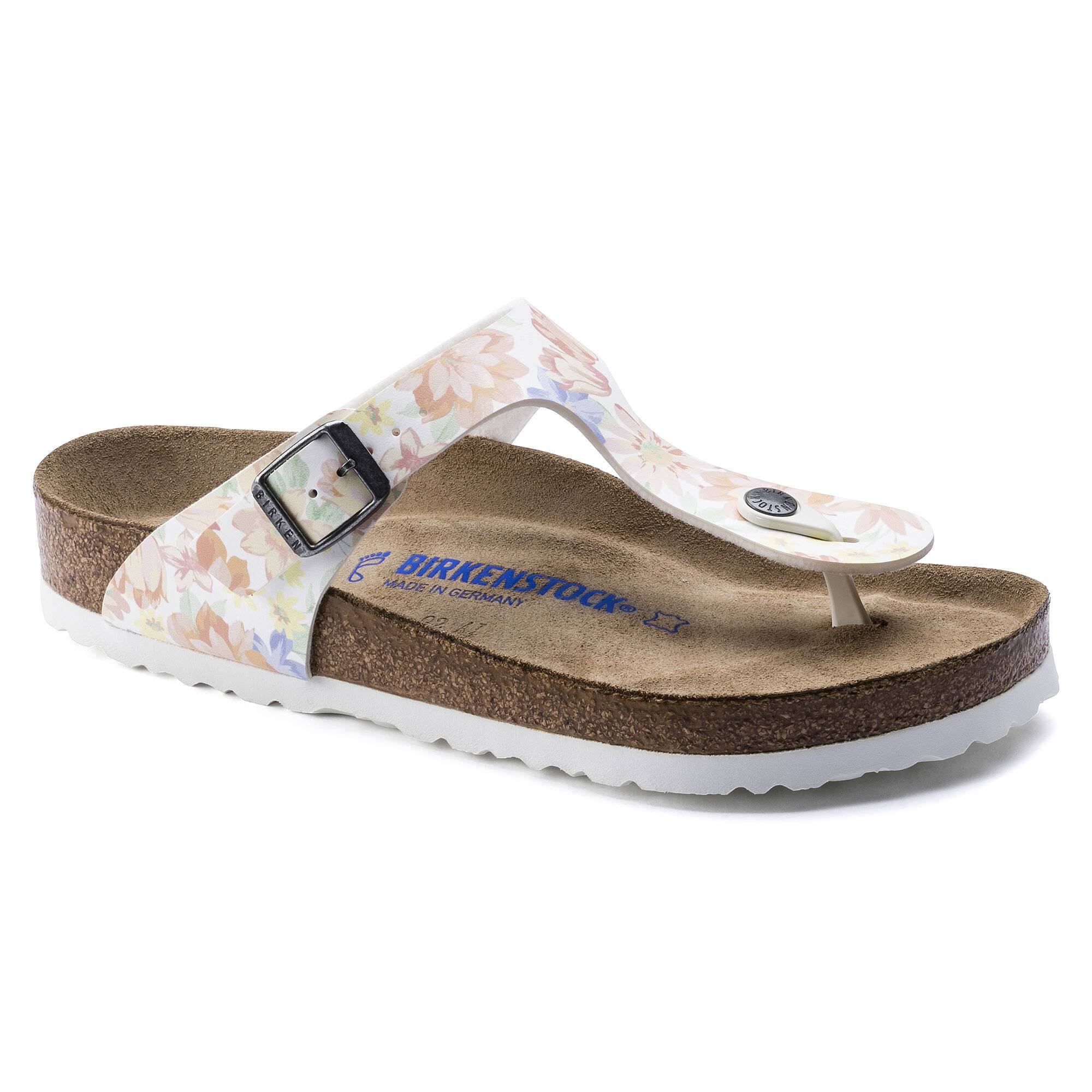 Birkenstock Gizeh Birko-Flor Supernatural Flowers White Thong Sandals