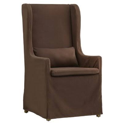 Lefebre 25.25x22 Wide Linen Slipcovered Wingback Chair Fabric: Brown