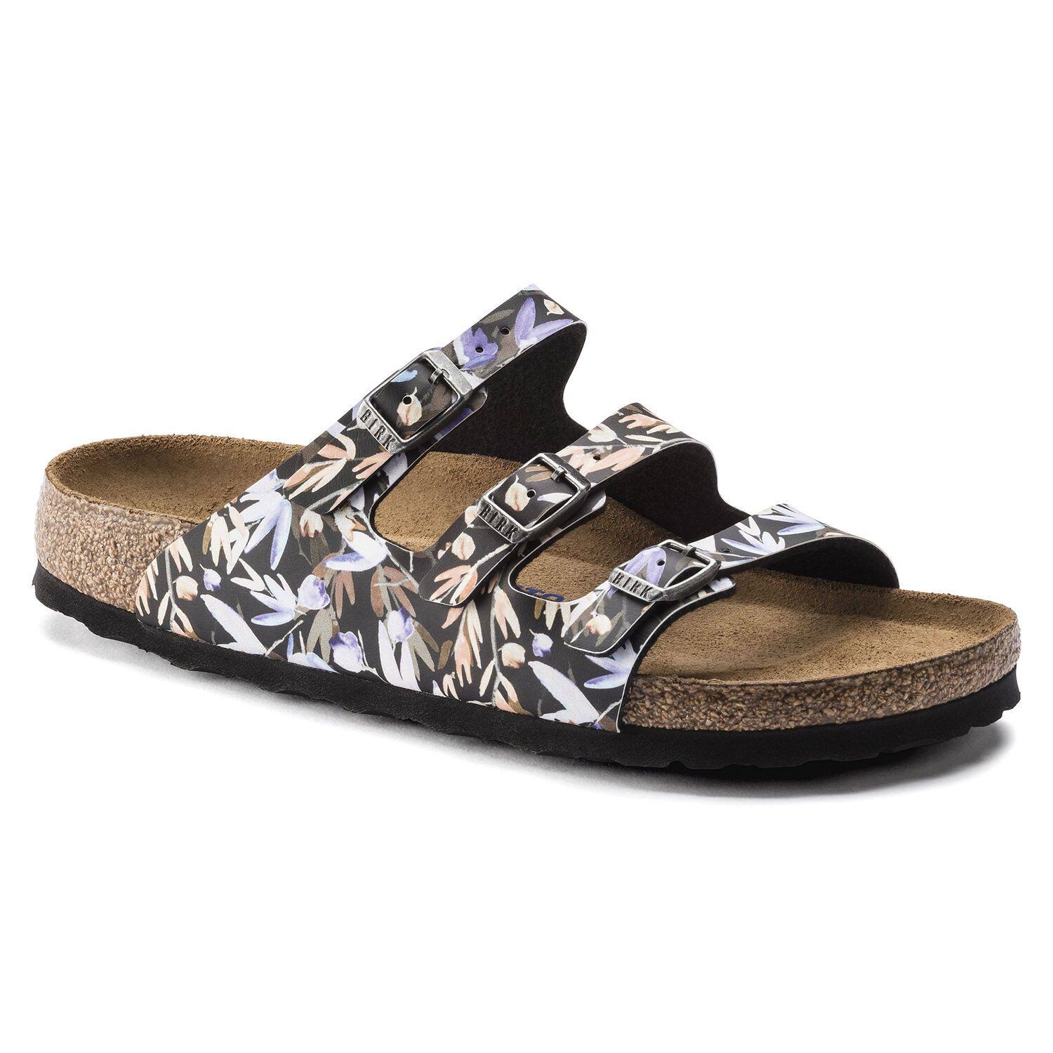 Birkenstock Florida Fresh Soft Footbed 38.0 , Floral Fades Black (Women's)