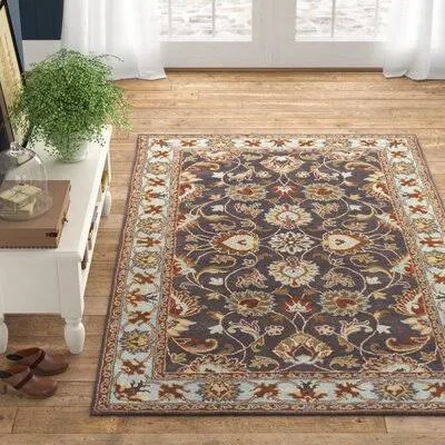 Massima Oriental Handmade Tufted Wool Charcoal Area Rug Birch Lane Rug Size: Rectangle 9& x 12&