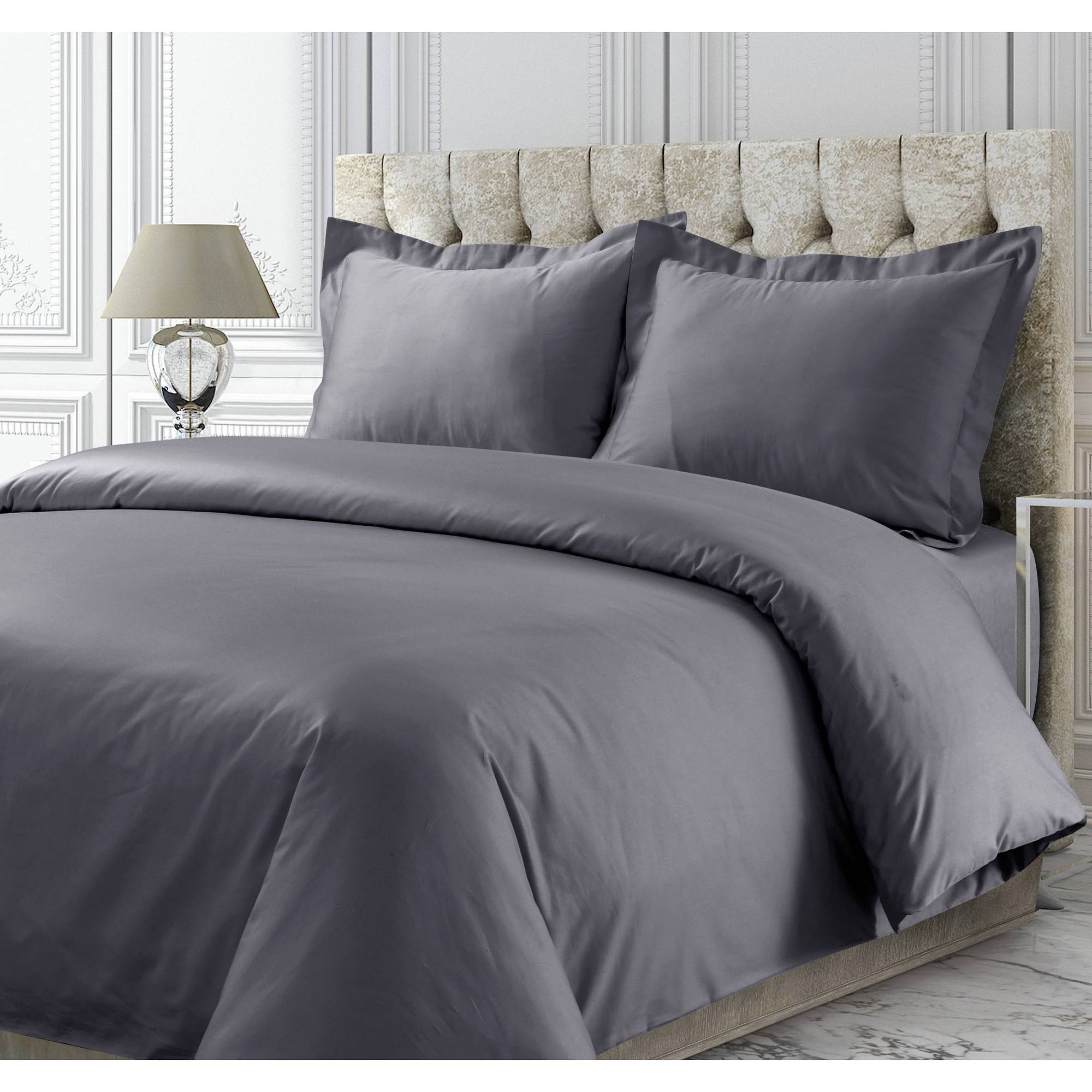 Tribeca Living 300 Thread Count Rayon from Bamboo Oversized Duvet Cover Set, Grey, King Set