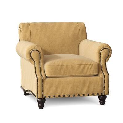 Birch Lane Finkelstein Armchair Body Fabric: Nobletex Gold, Nailhead Detail: Pewter