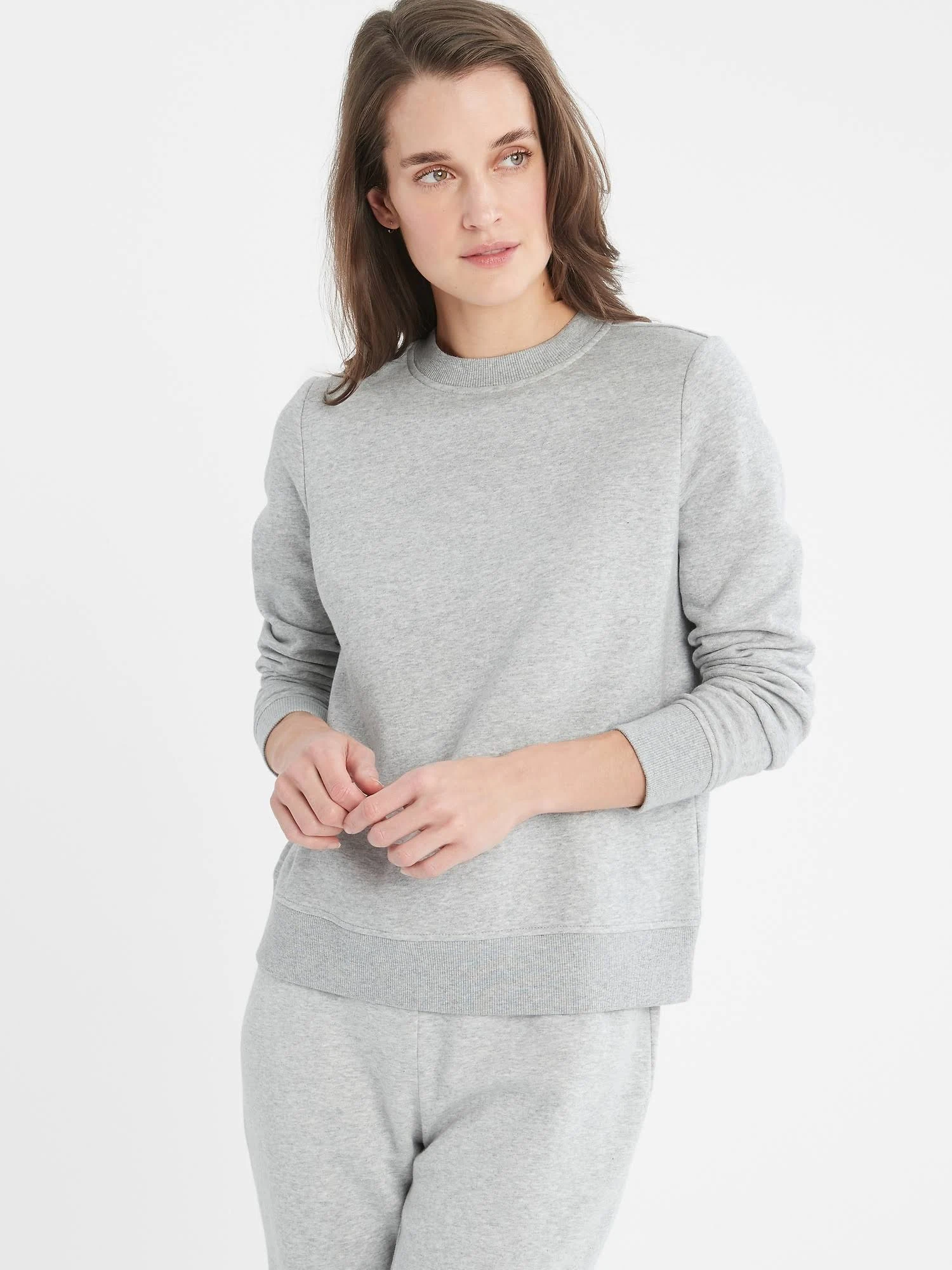 Women's Fleece Crew-Neck Sweatshirt Grey