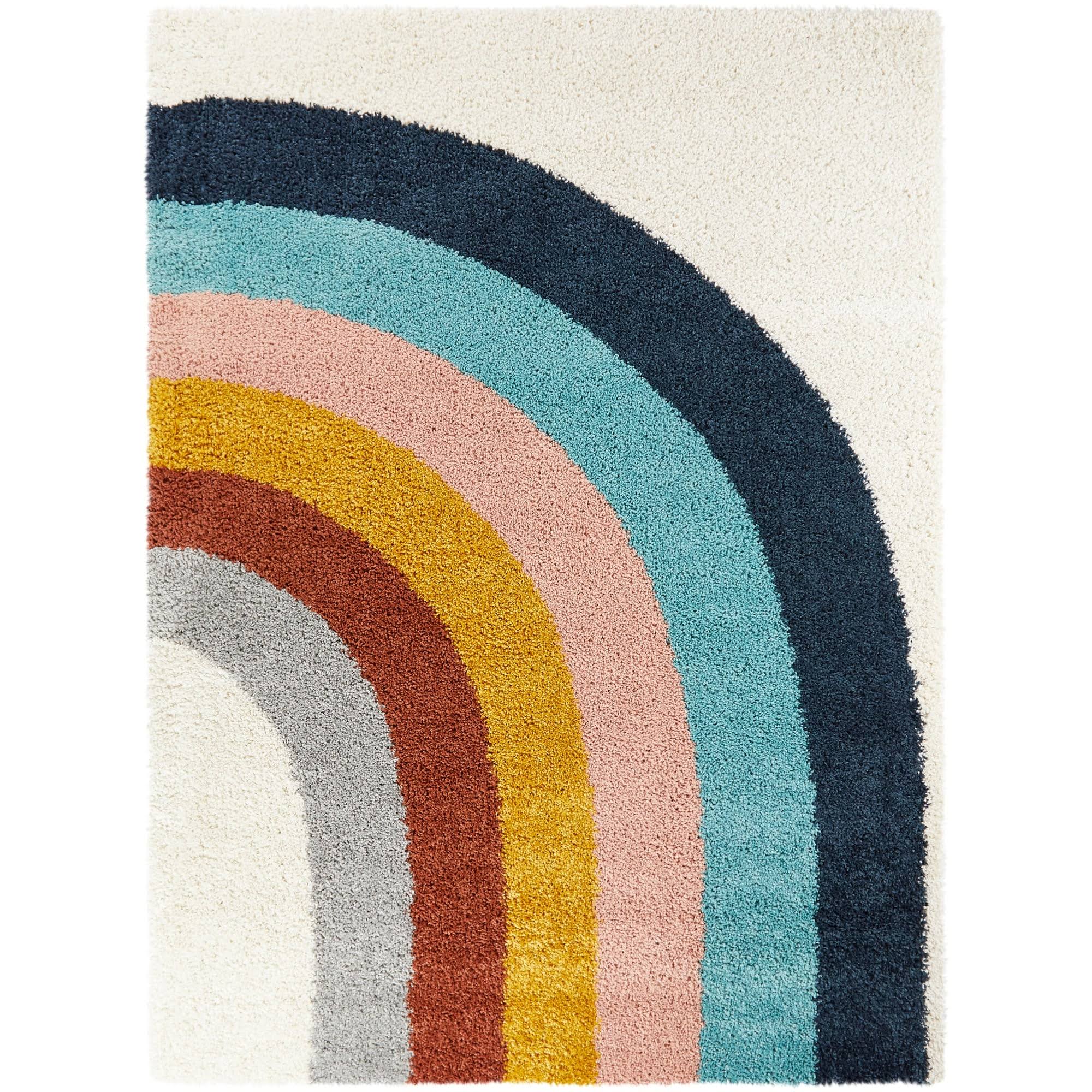 Amelia Rainbow Print Shag Boy Girl Kids Area Rug 89 x 12
