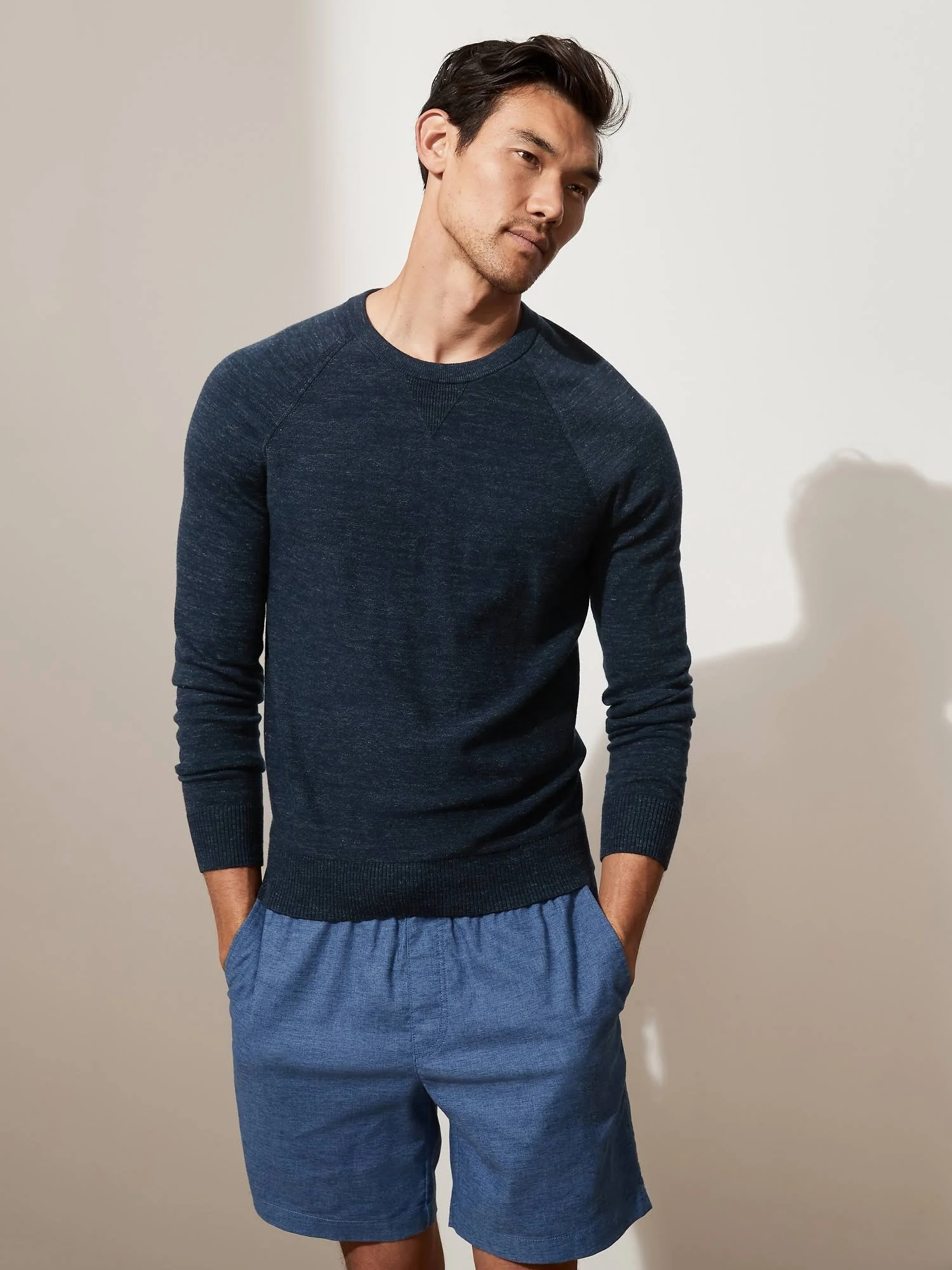 Banana Republic Men's Organic Cotton Raglan Sweater Navy Size S