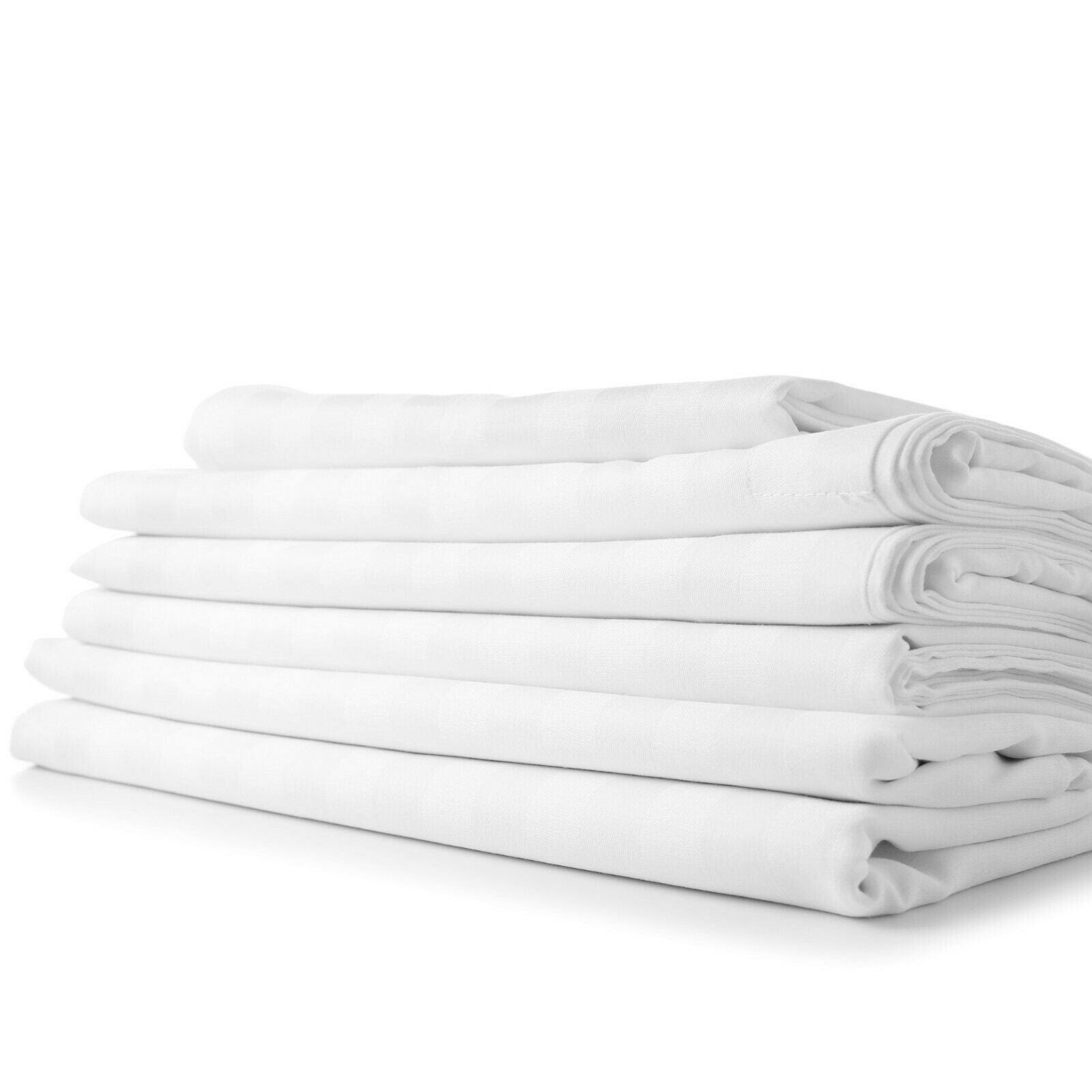 Luxury Stay Cool 1800 Count Bed Sheet Set Bamboo Feel Deep Pocket (Striped White - Queen)