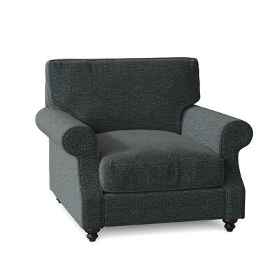 Birch Lane Woburn 39x22 Wide Down Cushion Armchair Body Fabric: Vault Aegean, Leg Color: Black Walnut