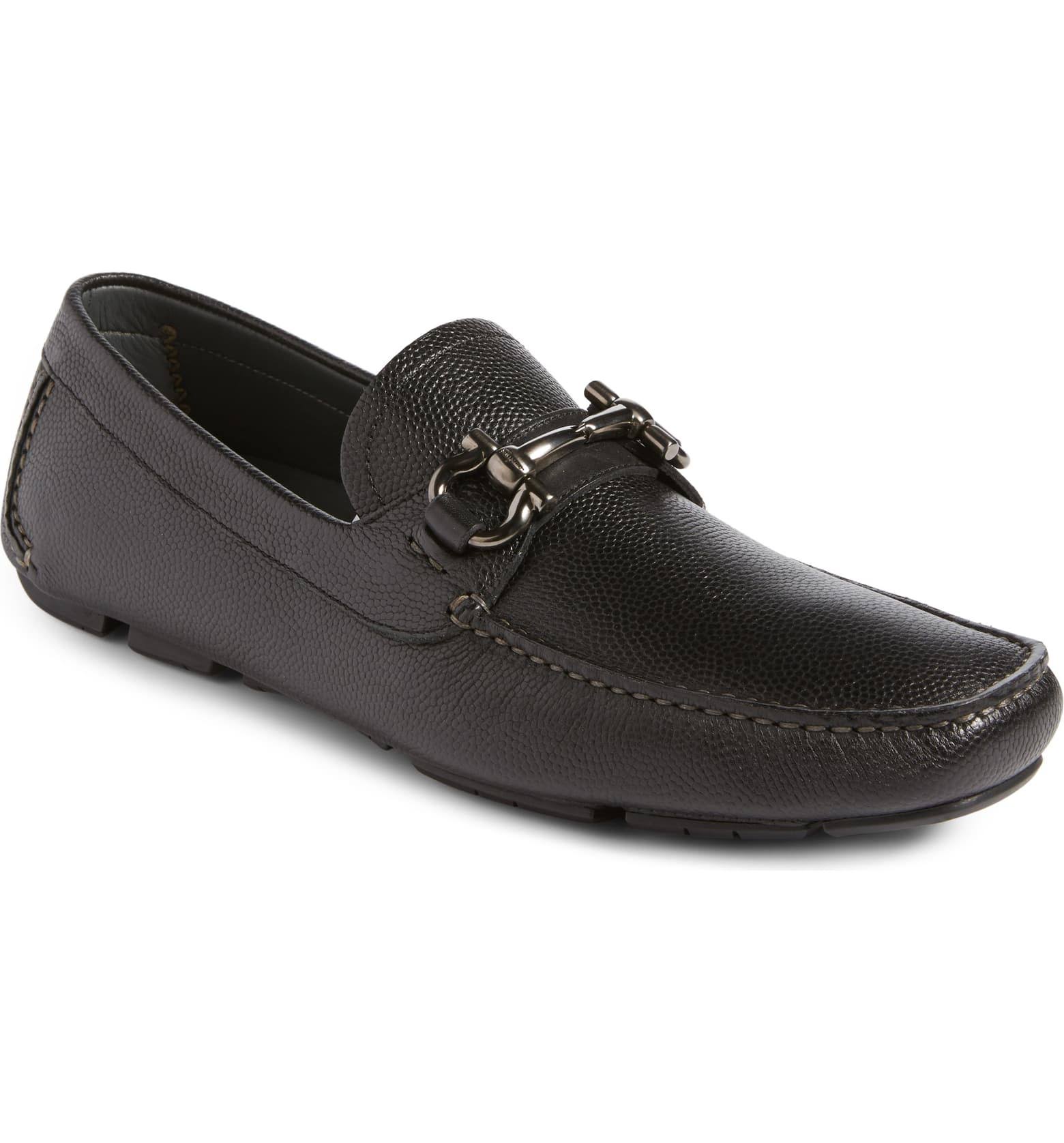Salvatore Ferragamo Parigi Gancini Bit Leather Driver, 11 / Black