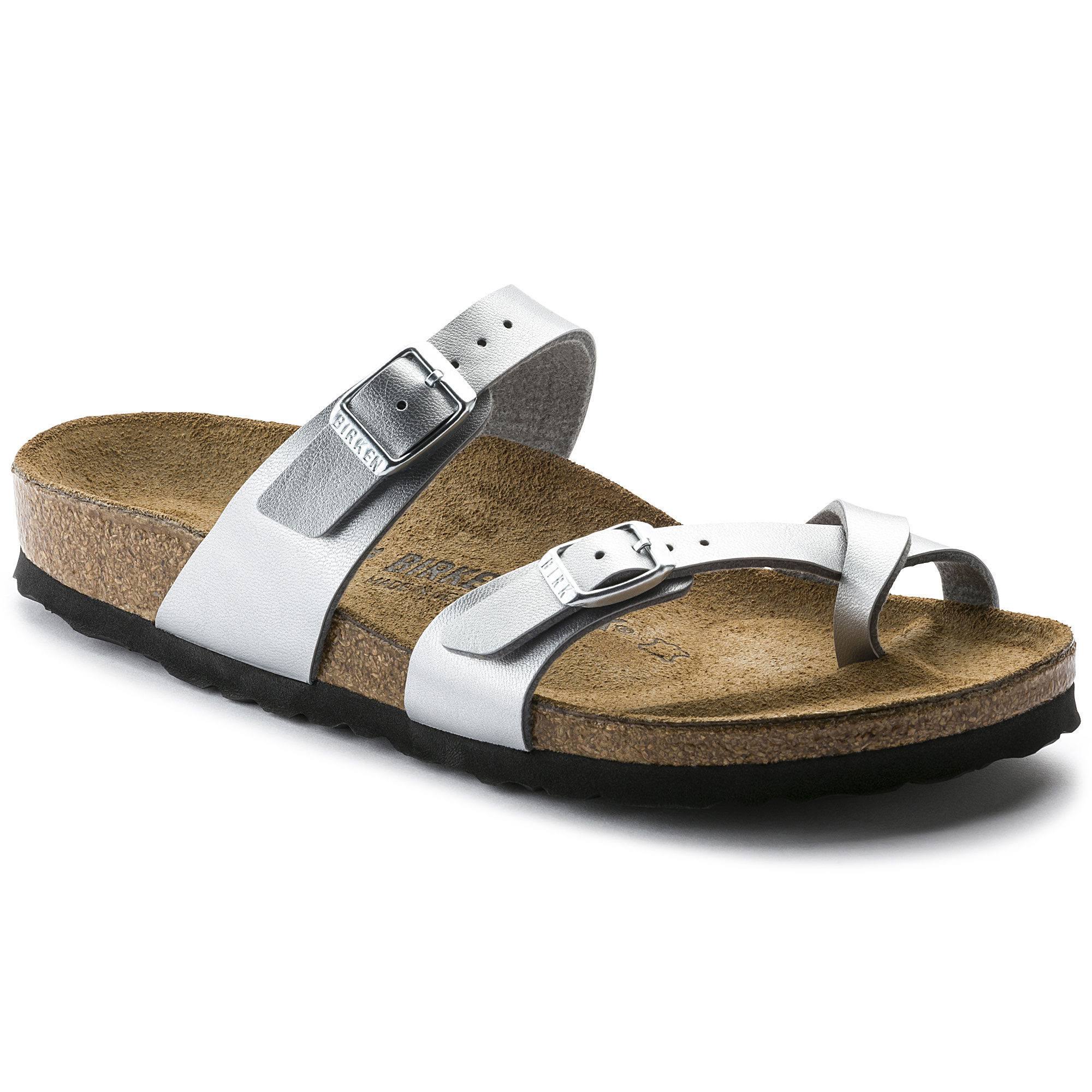 Birkenstock Women's Mayari Sandal - 39 - Silver Birko-Flor