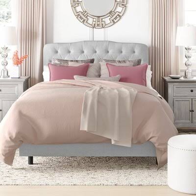 Stella Upholstered Bed Color: Cotton Twill White, Size: Full