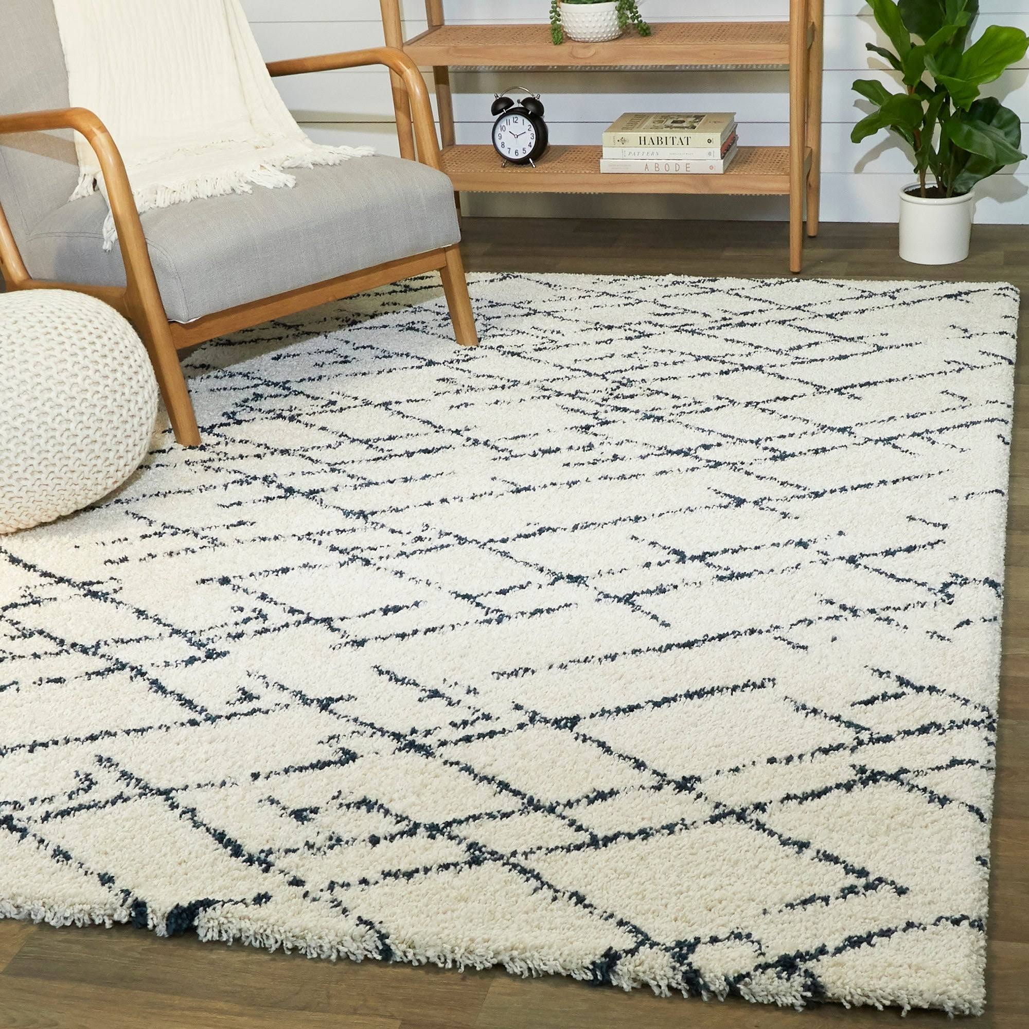 Bramante Abstract Shag Area Rug - 7&10x22 x 10& - Navy