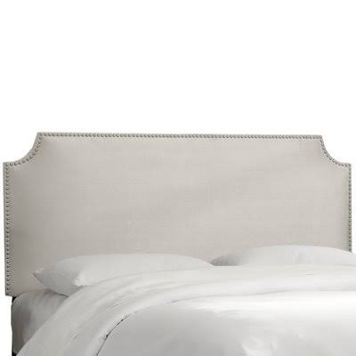Willa Arlo Interiors Alamak Velvet Notched Nail Button Upholstered Panel Headboard Size: King, Upholstery: Velvet Light Grey