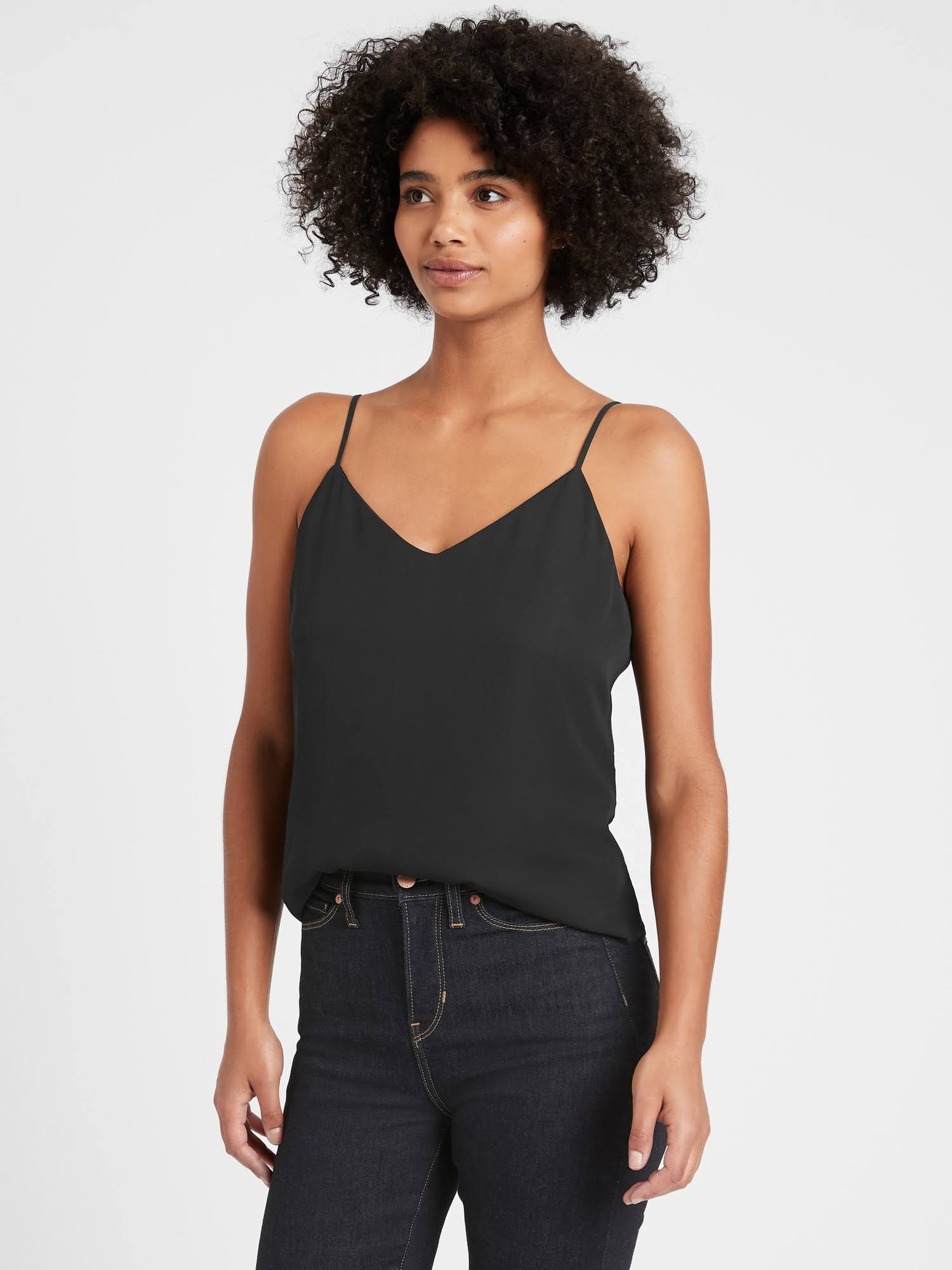 Banana Republic Women's Solid Strappy Camisole Black Size L