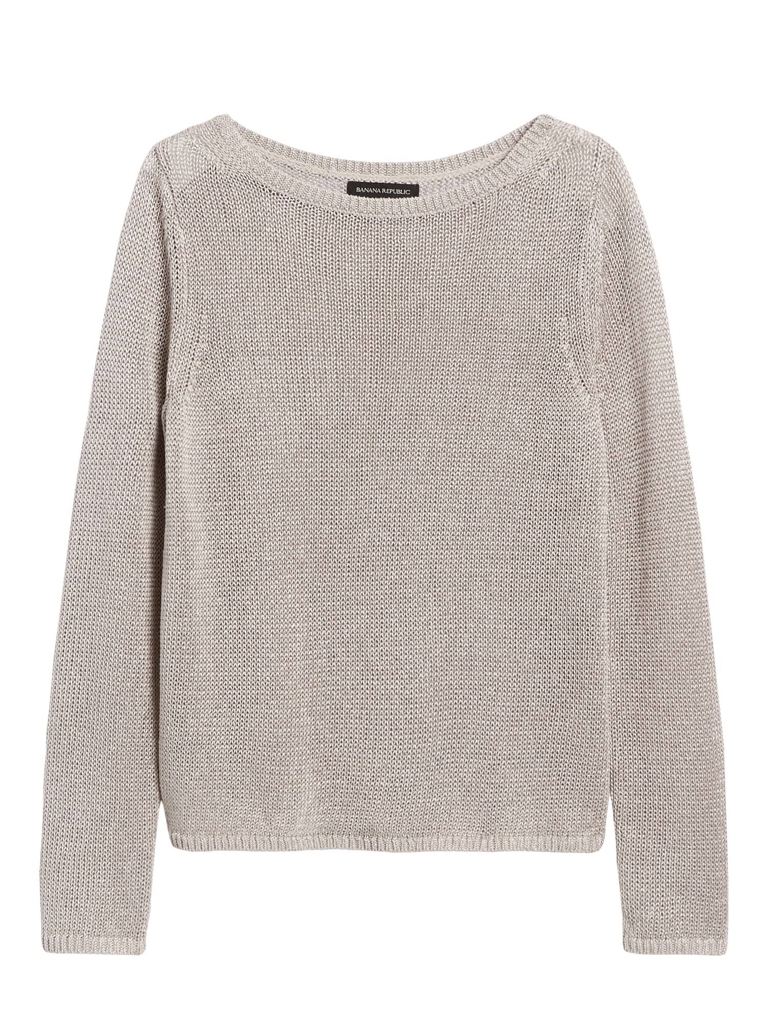 Banana Republic Women's Linen-Blend Boat-Neck Sweater Brazilian Sand Beige Size S