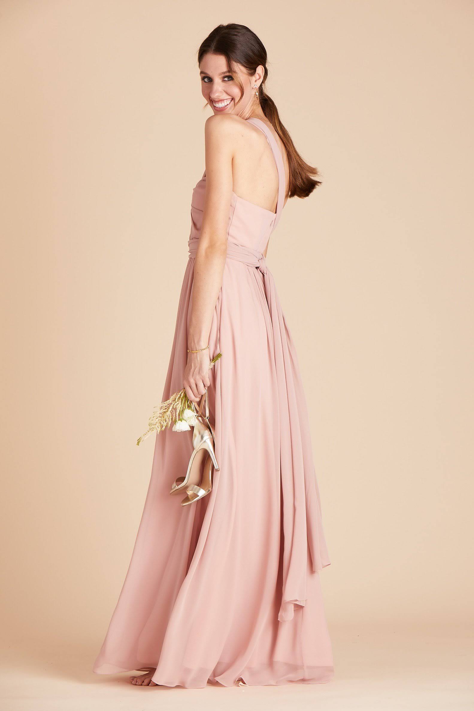 Birdy Grey Grace Convertible Chiffon Bridesmaid Dress in Dusty Rose XXL / Dusty Rose / No Slit