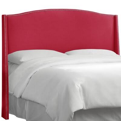 Dulin Linen Nail Button Upholstered Wingback Headboard Upholstery: Linen Fuchsia, Size: Queen