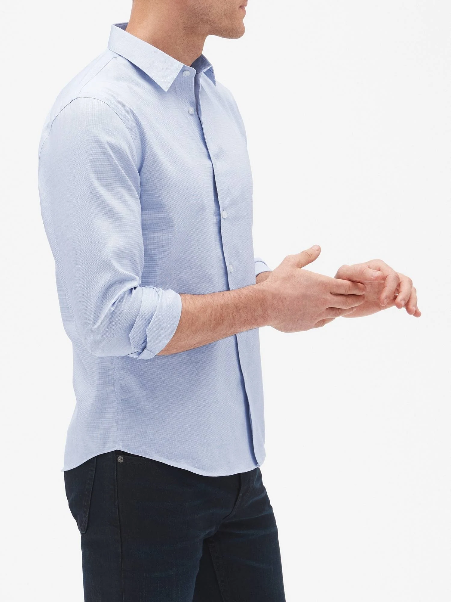 Men's Slim-Fit Untucked Non-Iron Shirt Basic Blue