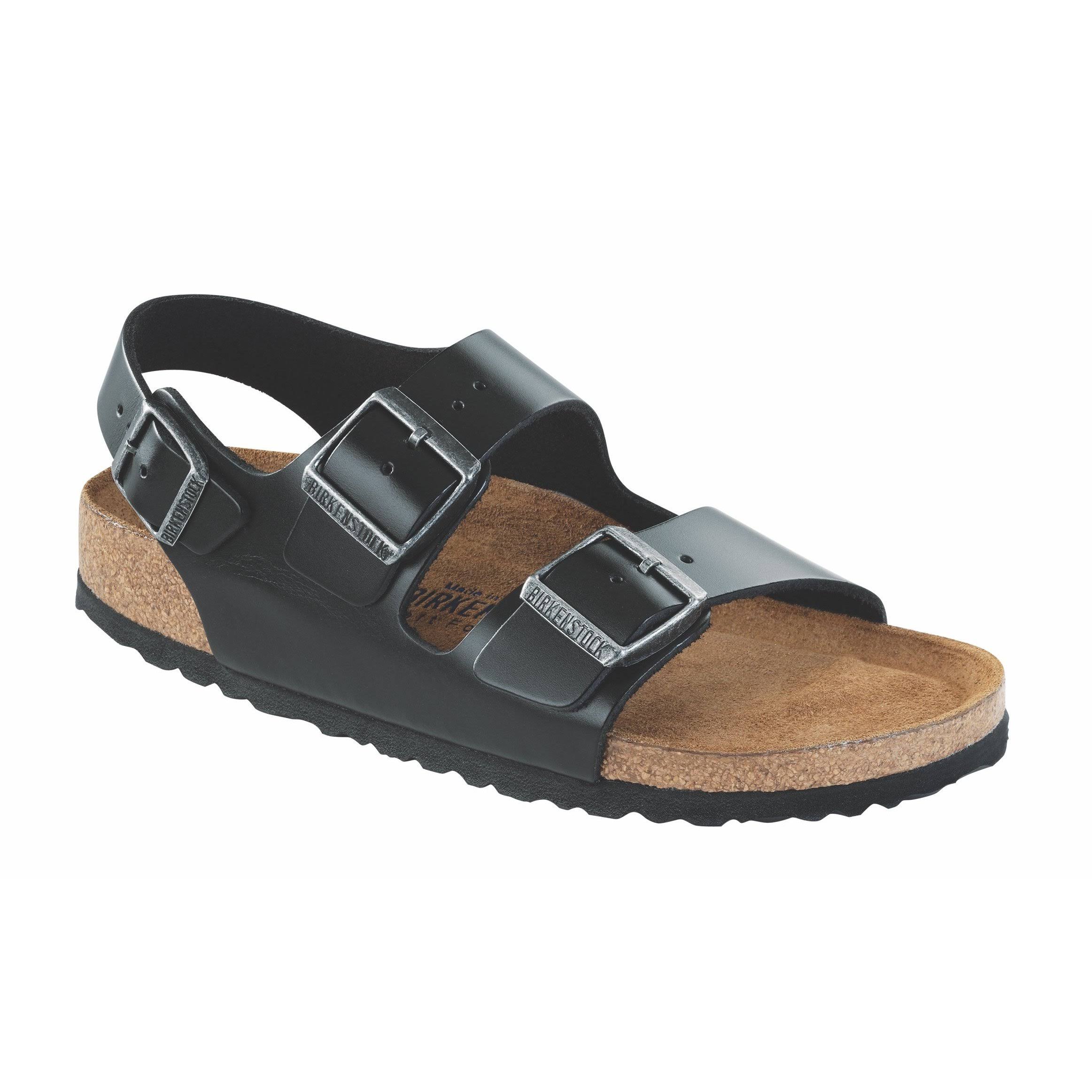 Birkenstock 234531: Milano Black Unisex Soft Footbed Leather Sandal (43 M EU)