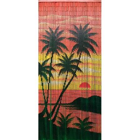 Bamboo54 Diamond Head Palm Graphic Print & Text Semi-Sheer Single Curtain Panel