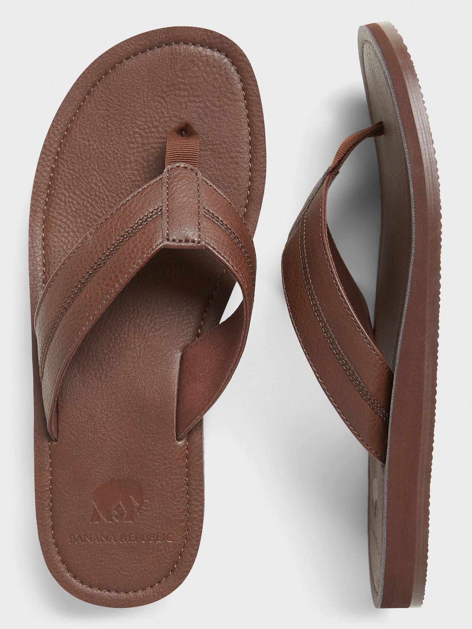 Banana Republic Factory Men's Stitched Flip Flop Deep Brown Regular Size 10 1/2